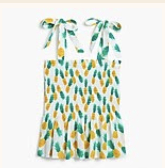 J. Crew Factory Pineapple Print Tie Smocked Top - Picture 2 of 5